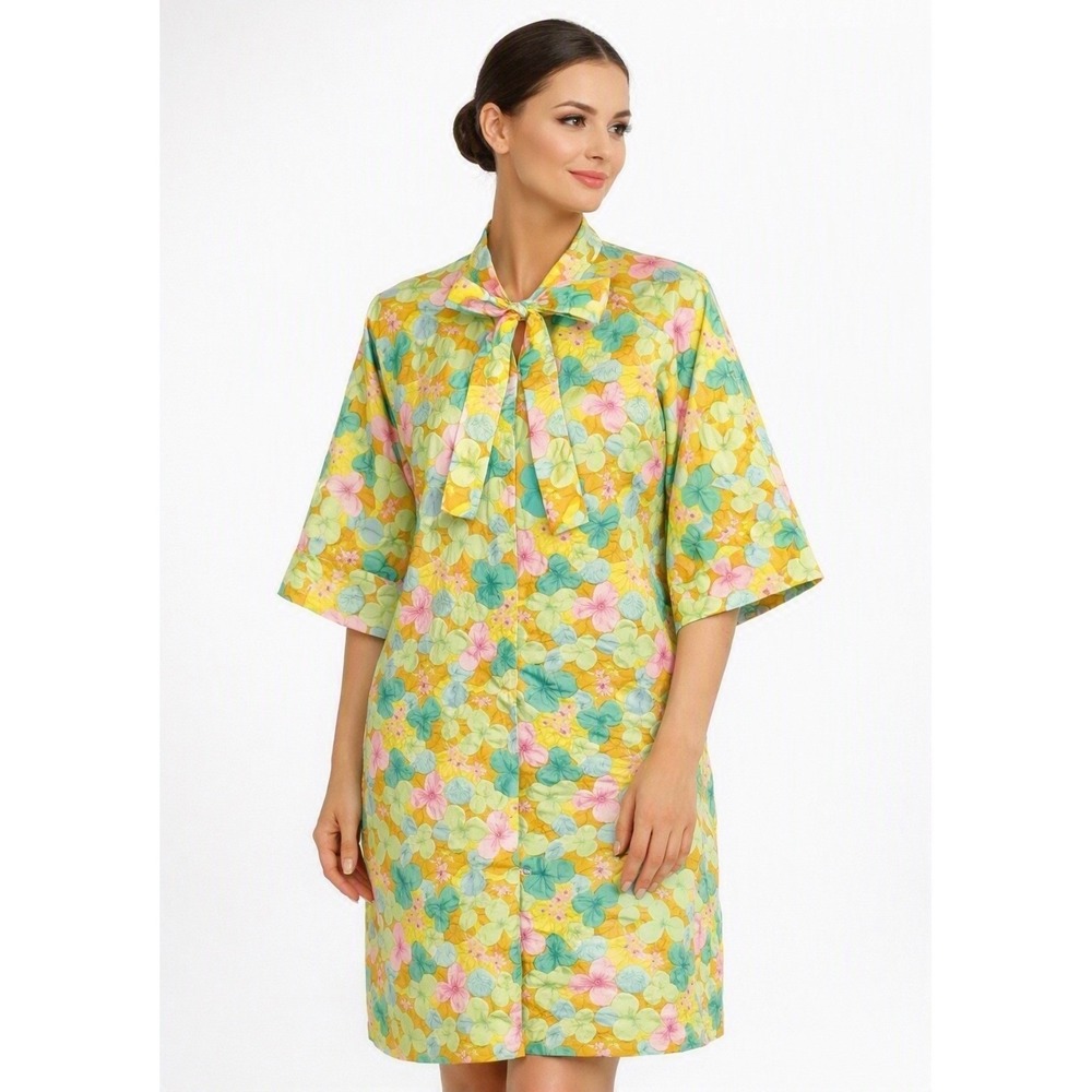Women's Bold Floral House Dress Handmade